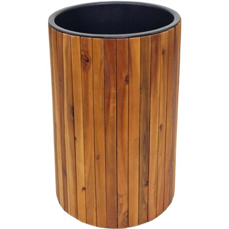 Macetero macetero redondo jardinera 50 x 34 cm exterior madera de acacia marrón 040007220