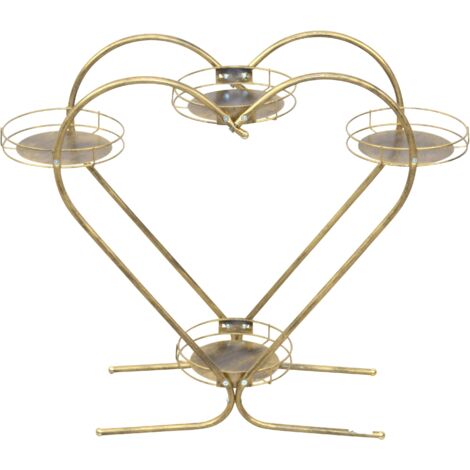 Macetero marrón antiguo de 75 x 22 x 64 cm con forma de corazón y 4 bandejas redondas DEC050065