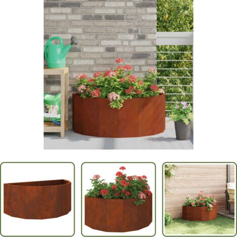 Macetero medio círculo -  Jardinera Oxidado 90 x 45 x 35 cm Acero autopatinable