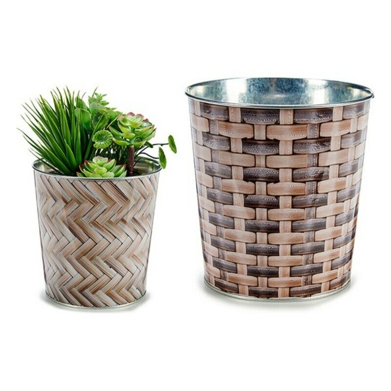 

Macetero Metal Mimbre (17,6 x 16,5 x 17,6 cm) Grande Redondo