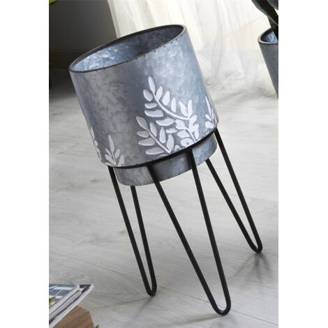 Macetero Metal Ramas Gris C/Pie 54 Cms. 26Dx54 Cms