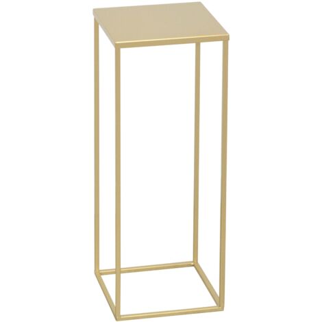Macetero moderno de metal dorado de 19 x 19 x 50 cm con acabado liso DEC050074