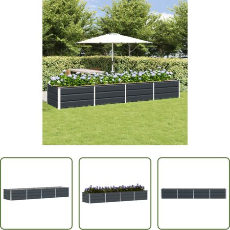 Macetero moderno -  Jardinera Antracita 320 x 80 x 45 cm Acero