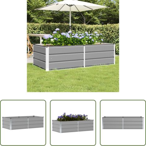 Macetero moderno -  Jardinera Gris Claro 160 x 80 x 45 cm Acero