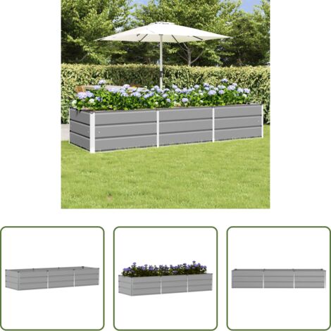 Macetero moderno -  Jardinera Gris Claro 240 x 80 x 45 cm Acero