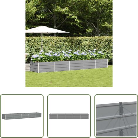 Macetero moderno -  Jardinera Gris Claro 400 x 80 x 45 cm Acero