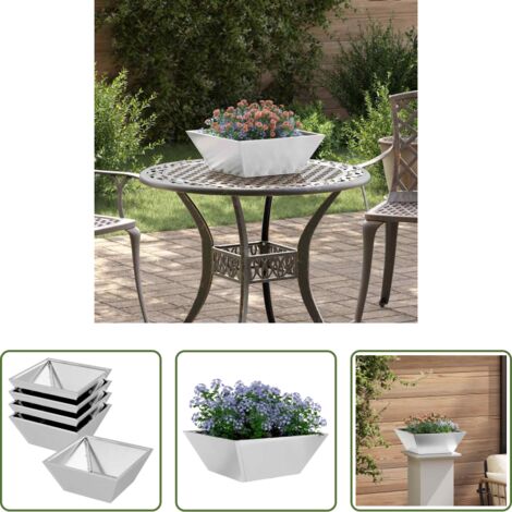 Macetero moderno -  Maceta para Jardín 5 pcs Plateado 40 x 40 x 15 cm