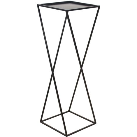 Macetero moderno negro de 22 x 22 x 83 cm de hierro con borde alto DEC050070