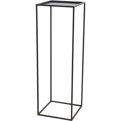 Macetero moderno negro de 28 x 28 x 93 cm, diseño minimalista de hierro DEC050067