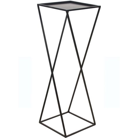 Macetero moderno negro de 34 x 34 x 100 cm con estructura de hierro DEC050068