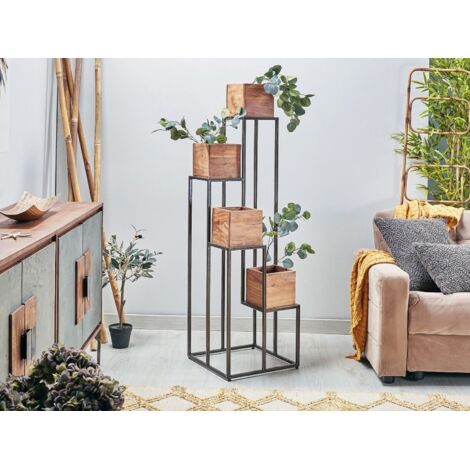 Macetero Niveles Acacia/Metal 40X40X138 Cms. 40X40X138 Cms
