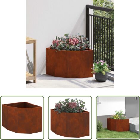 Macetero oxidado -  Macetero de Esquina Oxidado 45 x 45 x 35 cm Acero oxidado