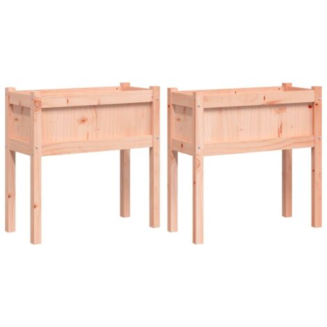 Macetero para bancales elevados, plantas, flores, terrazas de jardín, juego de 2 con patas de madera maciza Douglas marrón 020039021