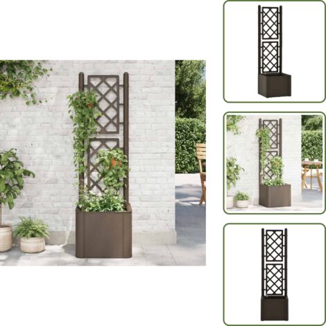 Macetero para flores - vidaXL Arriate con enrejado y sistema de riego automático moca - Macetero con indicador de nivel