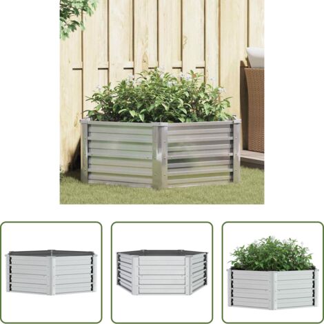 Macetero para jardín -  Arriate de acero galvanizado plateado 129x45 cm