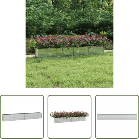 Macetero para jardín -  Arriate de acero galvanizado plateado 320x40x45 cm