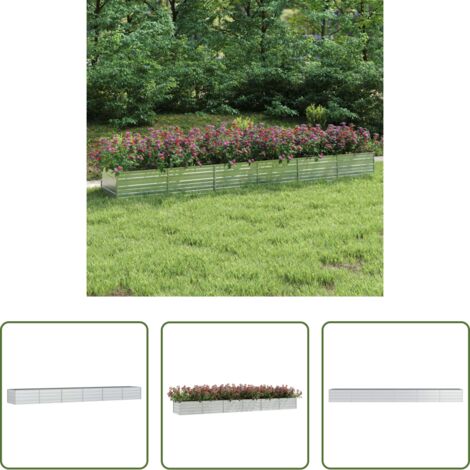 Macetero para jardín -  Arriate de acero galvanizado plateado 480x80x45 cm