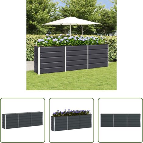 Macetero para jardín -  Jardinera Antracita 160 x 40 x 75 cm Acero