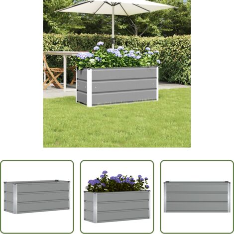 Macetero para jardín -  Jardinera Gris Claro 100 x 40 x 45 cm Acero