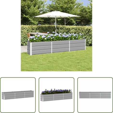 Macetero para jardín -  Jardinera Gris Claro 240 x 40 x 45 cm Acero