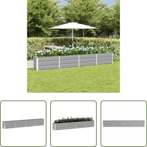 Macetero para jardín -  Jardinera Gris Claro 320 x 40 x 45 cm Acero