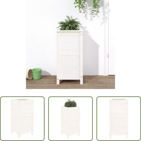 Macetero para jardín -  Jardinera madera maciza de pino blanco 40x40x78 cm