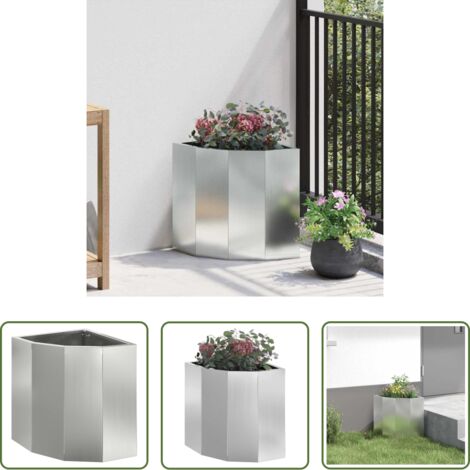 Macetero para jardín -  Macetero de Esquina Plateado 30 x 30 x 35 cm Acero galvanizado