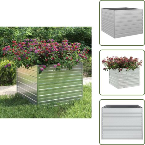 Macetero para jardín - vidaXL Arriate de acero galvanizado plateado 100x100x77 cm - Macetero para balcones