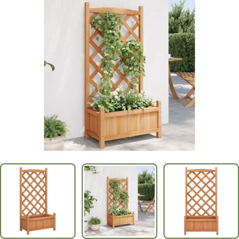 Macetero para plantas -  Jardinera con enrejado de madera maciza de abeto marrón