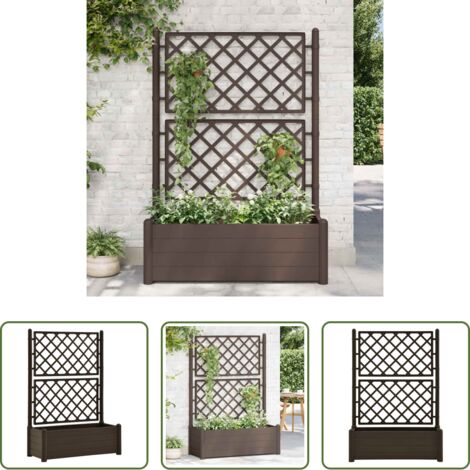 Macetero para plantas -  Jardinera con enrejado PP moca 100x43x142 cm