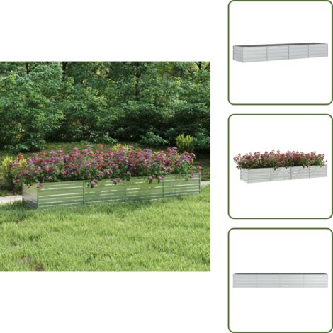 Macetero para plantas - vidaXL Arriate de acero galvanizado plateado 320x80x45 cm - Macetero para balcones