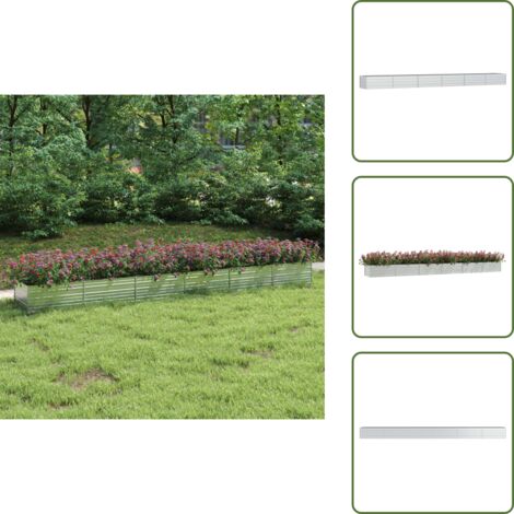Macetero para plantas - vidaXL Arriate de acero galvanizado plateado 600x80x45 cm - Macetero para balcones