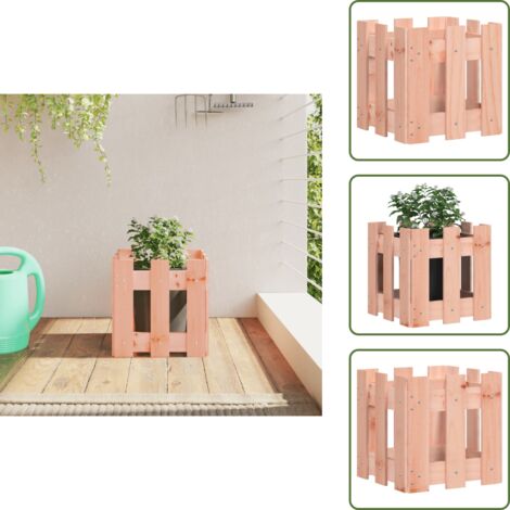 Macetero para plantas - vidaXL Jardinera con diseño de valla madera maciza Douglas 30x30x30 cm - Macetero para flores