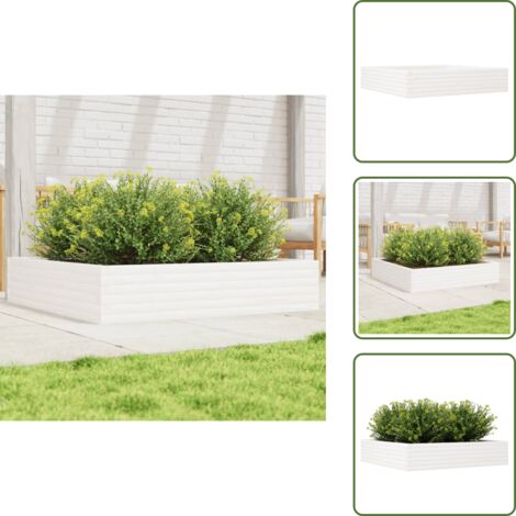 Macetero para plantas - vidaXL Jardinera de madera maciza de pino blanca 110x110x23 cm - Macetero para flores