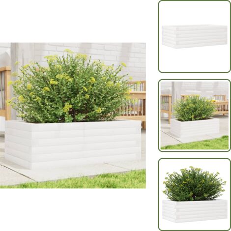 Macetero para plantas - vidaXL Jardinera de madera maciza de pino blanca 70x40x23 cm - Macetero para flores