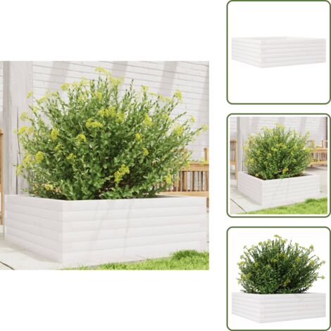 Macetero para plantas - vidaXL Jardinera de madera maciza de pino blanca 70x70x23 cm - Macetero para flores