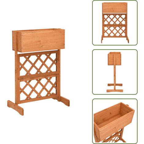 Macetero para plantas - vidaXL Jardinera enrejada de jardín madera abeto naranja 45x30x74 cm - Jardinera exterior