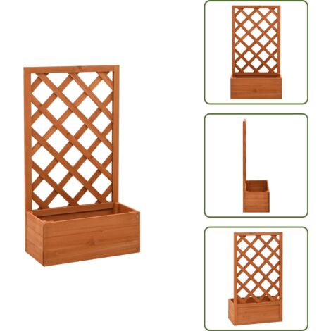 Macetero para plantas - vidaXL Jardinera enrejada de jardín madera abeto naranja 50x25x90 cm - Jardinera exterior
