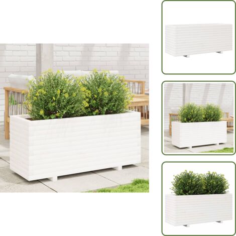 Macetero para plantas - vidaXL Jardinera madera maciza de pino blanco 110x40x49,5 cm - Macetero para flores