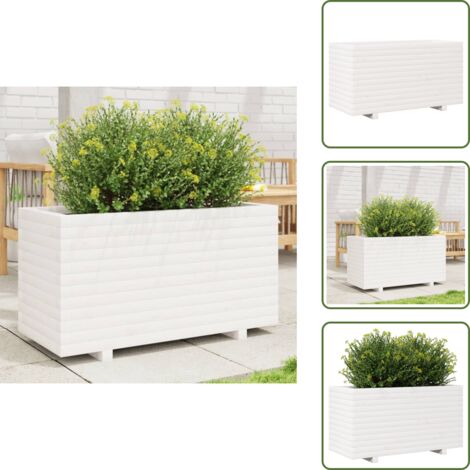 Macetero para plantas - vidaXL Jardinera madera maciza de pino blanco 90x40x49,5 cm - Jardinera para flores