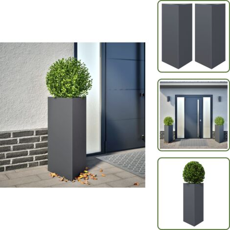 Macetero para plantas - vidaXL Jardineras 2 uds acero gris antracita 40x34,5x70 cm - Macetero para flores