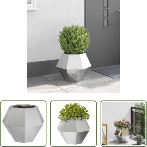 Macetero plateado -  Jardinera Plateado 50 x 50 x 40 cm Acero inoxidable