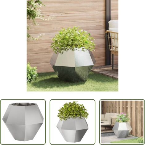 Macetero plateado -  Jardinera Plateado 75 x 75 x 60 cm Acero inoxidable