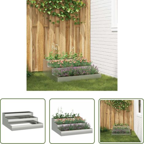 Macetero plateado -  Macetero de Jardín Plateado 90 x 90 x 35 cm Acero Galvanizado