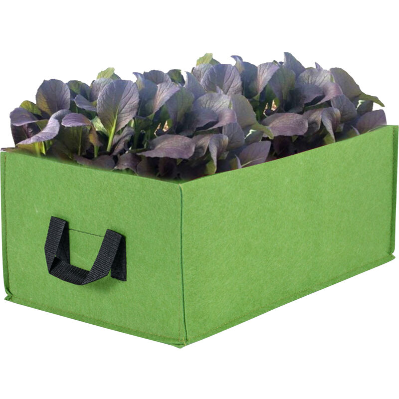 

Macetero rectangular, bolsas de cultivo de jardin, macetas de cultivo de camas de plantacion, con asas,Verde, M