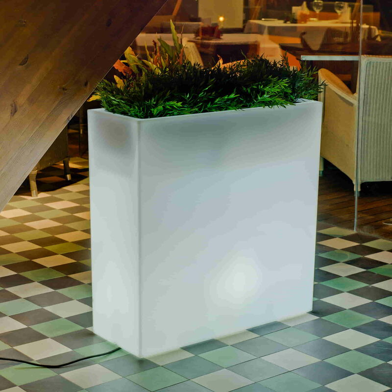 

Macetero rectangular Hight 80 Iluminado Blanco Traslúcido por cable - Moovere