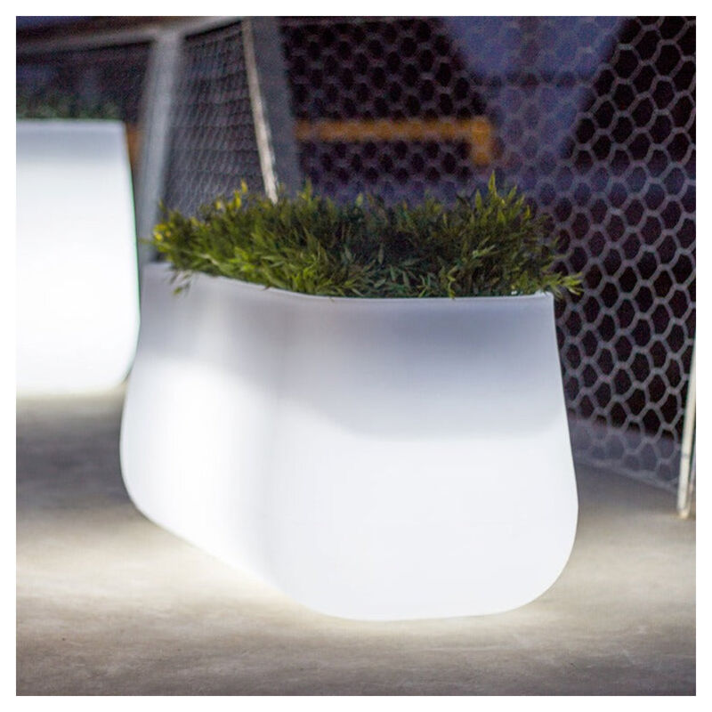 

Macetero rectangular Large Iluminado Blanco Traslúcido por cable - Moovere