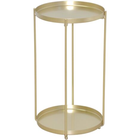 Macetero redondo de metal dorado, altura 46 cm, acabado liso, Ø25 cm, con borde, DEC050080