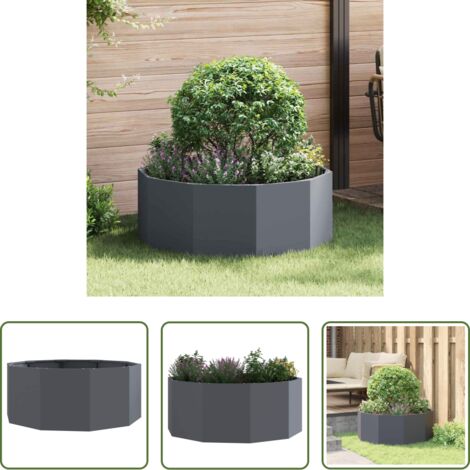 Macetero redondo -  Jardinera Antracita 90 x 90 x 35 cm Acero