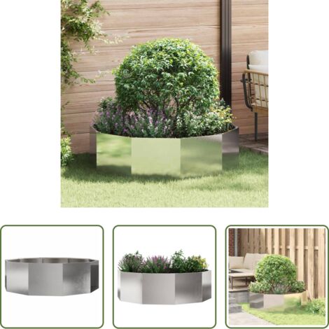 Macetero redondo -  Jardinera Plateado 120 x 120 x 35 cm Acero inoxidable